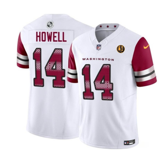 Men's Washington Commanders #14 Sam Howell White 2023 F.U.S.E. With John Madden Patch Vapor Limited Football Stitched Jersey